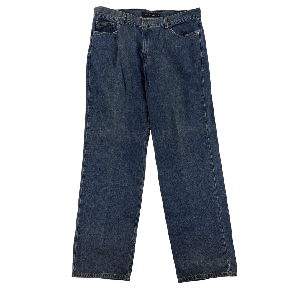 Calvin Klein Jeans Mens 38x35 Blue Straight Relaxed Fit Denim Zip Fly Pocket NWT